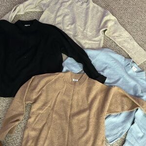 J. Crew Black , baby blue, light brown and Gray Crew Neck Sweaters